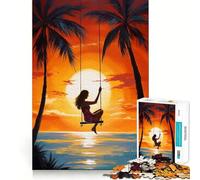 Woman on A Swing 1000 Piece Jigsaws for Adults Mind Train Fun Precision Cut Smooth Edges Absorbing Activity for Quiet Nights (50x75cm)
