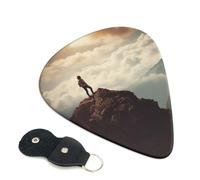 Woman On A Top Mountain 6 Pack Guitar Picks With Holder, Personalized Guitar Plectrums Non-Slip Portable Ukulele Bass Picks 0.71mm For Acoustic Guitar Lovers Gifts