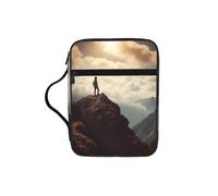 Woman on a Top Mountain Bible Cover for Women - Stylish Large Bible Case for Men, Multi-Functional Carrying Book Cover Church Bag with Handle and Zipper Pocket - Bible Bag Christian Gifts