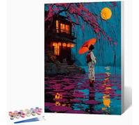 Woman Paint by Numbers for Adults Japan Paint by Numbers Kits, Hobbies for Adults Women, DIY Acrylic Pigment Color Oil Drawing Kits Wall Art for Living Room Decor 16x24 Inch (Without Frame) -LKF0795H5