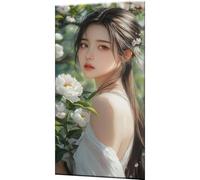 Woman Paint by Numbers for Adults, Paint by Numbers Flower, Digital Painting for Adults Beginners with 3 Brushes and Acrylic Paints, DIY Oil Painting Craft Art for Home Wall Decor 40x80 Inch w0-1335