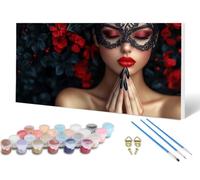 Woman Paint by Numbers for Adults, Painting by Numbers Magnolia Pattern Design DIY Color Oil Painting with 3 PaintBrush and Acrylic Paints for Wall Art, Room Decor, Gifts 60 x 120 cm -lsy25069R