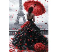 Woman Paint by Numbers for Adults,Paris Painting by Numbers Kits Children or Beginner,DIY Canvas Adult Crafts Oil Painting with Paint Brushes Acrylic Pigment Drawing Paintwork 30x50cm Frameless E1-838
