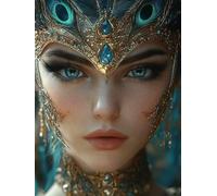 Woman Paint by Numbers Peacock Painting by Numbers for Adults Beginner DIY Digital Painting Hobbies for Adults Women with 3 Brush and Acrylic Paints Kit for Home Decor, Wall Art 70 x 95 cm -zjn25074M