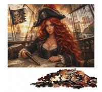 Woman Pirate Captain with Red Hair Wooden Adult Puzzle 1000 Pieces | Image-area sorting - easier piece organisation on quiet evenings.