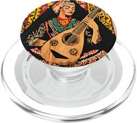 Woman Playing Lute Folk Art PopSockets PopGrip for MagSafe