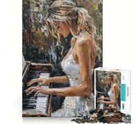 Woman Playing Piano 1000 Piece Teenager Puzzles Cognitive Train Game Zero Gap Compact Fun for Family Game Time (38x52cm)