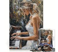 Woman Playing Piano 1000 Pieces Jigsaws Adults Puzzles Gifts Think Training Unwind Easily Defined Edges Merry Gift (38x26cm)