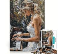 Woman Playing Piano Jigsaw for Adults 1000 Pieces Think Skill Game High Precision Die Cut Entertaining Challenge for Spare Time (50x75cm)