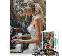 Woman Playing Piano Jigsaw Puzzles 1000 Mind Skill Play Premium Laser Cut Quality Quiet Time Mind Exercise at Home (38x26cm)