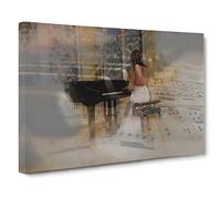 Woman Playing Piano No.1 Canvas Print | Gallery Wrapped 30mm Frame Wall Art | 30x20 inches | Ready to Hang | Modern People Picture | Living Room Bedroom Lounge Office