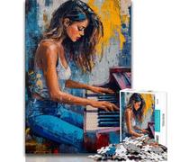 Woman Playing The Piano Jigsaw Puzzles for Adults Teenagers Jigsaws Puzzle,Pattern Assembly Fun at Home Activities,Birthday Present,Travel Gifts (50x75cm)