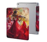 Woman Playing Violin Compatible with IPAD 2017/2018/Air1/Air2 (9.7in) Protective Case Tablet Case Stand Cover with Pen Holder