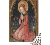 Woman Praying,Puzzles Medieval Art Gemusterte Nachhaltige Puzzles Für Erwachsene Hochwertige Holzspielpuzzles 70x50cm/1000pcs