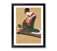 Woman Preparing To Play The Koto By Utagawa Toyohiro Asian Japanese Framed Wall Art Print, Ready to Hang Picture for Living Room Bedroom Home Office Décor, Black A3 (34 x 46 cm)
