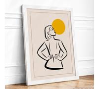 Woman Reaching for Light Art Deco Framed Wall Art Print A3 (42×29.7cm) White, Wall Decor for Living Room, Bedroom, Office & Home, Ready to Hang, Art Gift