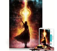 Woman Reaching for Light Jigsaw Puzzle 1000 Piece Cognitive Fun Play Precise Interlock Structure Bonding Activity for Loved Ones (38x26cm)