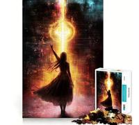 Woman Reaching for Light Teenagers 1000 Pieces Puzzle Memory Fun Game Clean Cut Sturdy Components Portable Travel Friendly Fun Game (50x75cm)