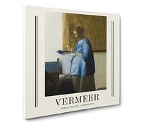 Woman Reading A Letter By Johannes Vermeer Canvas Print | Gallery Wrapped 30mm Frame Wall Art | 14x14 inches | Ready to Hang | Baroque People Picture | Living Room Bedroom Lounge Office