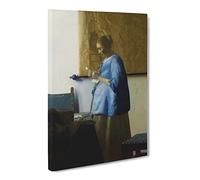 Woman Reading A Letter By Johannes Vermeer Canvas Wall Art Print 20x14 Inch | Ready to Hang, Gallery Wrapped, Fade-Resistant Inks, Securely Packaged, UK Made