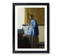 Woman Reading A Letter by Johannes Vermeer Framed Print | A2 Black Framed Wall Art | Ready to Hang | Modern Historical Picture | Living Room Bedroom Lounge Office
