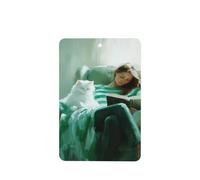 Woman Reading Book On Green Armchair Car Air Fresheners 4 Pcs Hanging Scented Cards Fragrance Scented Cards For Car Aromatherapy Tablets
