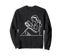 Woman Reading Book One Line Art Minimalist Drawing Sweatshirt