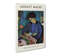 Woman Reading By August Macke Canvas Print | Gallery Wrapped 30mm Frame Wall Art | 30x20 inches | Ready to Hang | Classic People Picture | Living Room Bedroom Lounge Office