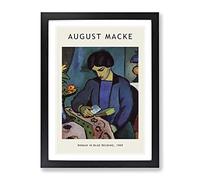 Woman Reading By August Macke Exhibition Museum Painting Framed Wall Art Print, Ready to Hang Picture for Living Room Bedroom Home Office Décor, Black A3 (34 x 46 cm)