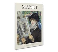 Woman Reading By Edouard Manet Canvas Print | Gallery Wrapped 30mm Frame Wall Art | 30x20 inches | Ready to Hang | Classic People Picture | Living Room Bedroom Lounge Office