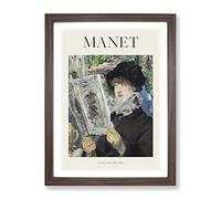 Woman Reading By Edouard Manet Exhibition Museum Painting Framed Print | A4 Walnut Framed Wall Art | Ready to Hang | Modern Historical Picture | Living Room Bedroom Lounge Office