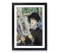 Woman Reading by Edouard Manet Framed Print | A2 Black Framed Wall Art | Ready to Hang | Modern Nature Picture | Living Room Bedroom Lounge Office