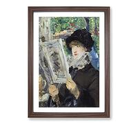 Woman Reading by Edouard Manet Framed Print | A2 Walnut Framed Wall Art | Ready to Hang | Modern Nature Picture | Living Room Bedroom Lounge Office