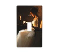 Woman Reading by The Candle Light Switch Cover Decorative Single Toggle 1 Gang Wall Plate for Kitchen Farmhouse Bedroom Bathroom Art Decor