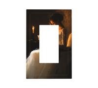 Woman Reading by The Candle Light Switch Wall Plate Faceplate Cover Single Rocker 1 Gang Decorator Outlet Receptacle Covers for Home Kitchen Room Bathroom Decor