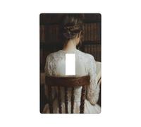 Woman Reading in A Chair Light Switch Cover Decorative Single Toggle 1 Gang Wall Plate for Kitchen Farmhouse Bedroom Bathroom Art Decor