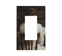 Woman Reading in A Chair Light Switch Wall Plate Faceplate Cover Single Rocker 1 Gang Decorator Outlet Receptacle Covers for Home Kitchen Room Bathroom Decor