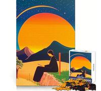 Woman Reading Under A Giant Sun Puzzle for Teenagers 1000 Pieces Brain Teasing Soothing Hobby Solid Lock Thoughtful Gift (50x75cm)
