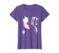 Woman Red Lips Karaoke - Vintage Singing Microphone Lover T-Shirt