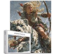 Woman Riding a Snow Leopard 1000 Piece Jigsaw Puzzles for Adults Snowstorm Background Art Jigsaw Puzzle Colorful DIY Puzzles for Home Decoration Gifts Family Puzzle Perfect for Game Nights 50×70cm