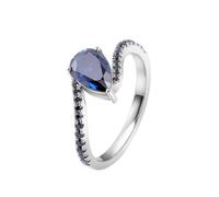 Woman Ring, Best Friend Promise Rings 14K White Gold Elegant Teardrop with 1Ct Blue Created Sapphire Size I 1/2