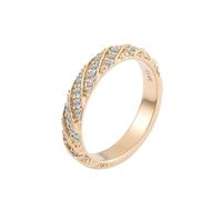 Woman Rings, Pre Engagement Ring Twill Inlaid with Moissanite 18K Yellow Gold Size P 1/2