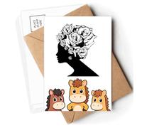 Woman Rose Black White Flower Postcards Envelopes Cards Mailing Year Horse