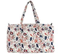 Woman’s Premium cotton Large Travel Tote Overnight Duffel Bag Lightweight Zipper Weekender, White Print, Large Neoprene Beach Tote