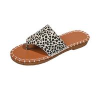 Woman Sandals Size 6 Soft Roman Style Comfortable Indoor Leopard Print Beach Slippers Womens Flip Flops Size 7 (White, 6)