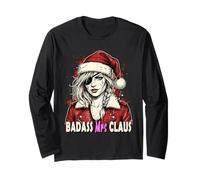 Woman Santa Claus Pirate Eye Patch Grunge Christmas Long Sleeve T-Shirt