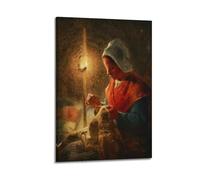 Woman Sewing by Jean-Francois Millet Painting Art Poster Art Print Wall Photo Paint Hanging Picture Family Bedroom Decor 16x24inch(40x60cm)
