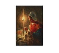 Woman Sewing by Jean-Francois Millet Painting Art Poster Print Photo Art Canvas Home Decorative Bedroom Modern Decors 08x12inch(20x30cm)