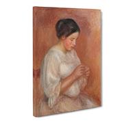 Woman Sewing By Pierre Auguste Renoir Canvas Print | Gallery Wrapped 30mm Frame Wall Art | 20x14 inches | Ready to Hang | Impressionist People Picture | Living Room Bedroom Lounge Office