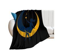 Woman Sitting on The Crescent Moon 250GSM Flannel Throw Blanket Anti-pilling Fuzzy Bed Blankets for Sofa Bedroom Office